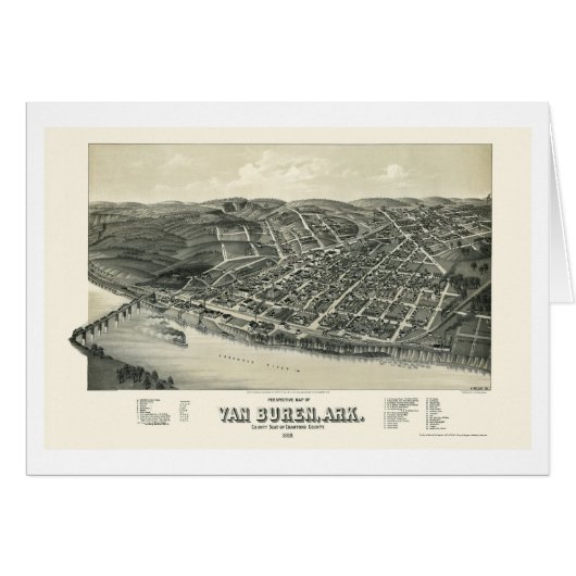 Van Buren, AR Panoramic Map - 1888 Cards (Front Horizontal)
