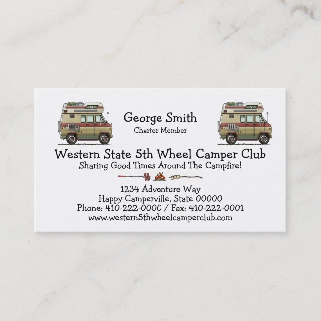 Van Camper Trailer Business Card (Front)