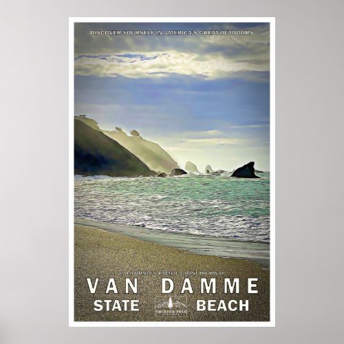 Van Damme State Beach Travel Poster 02