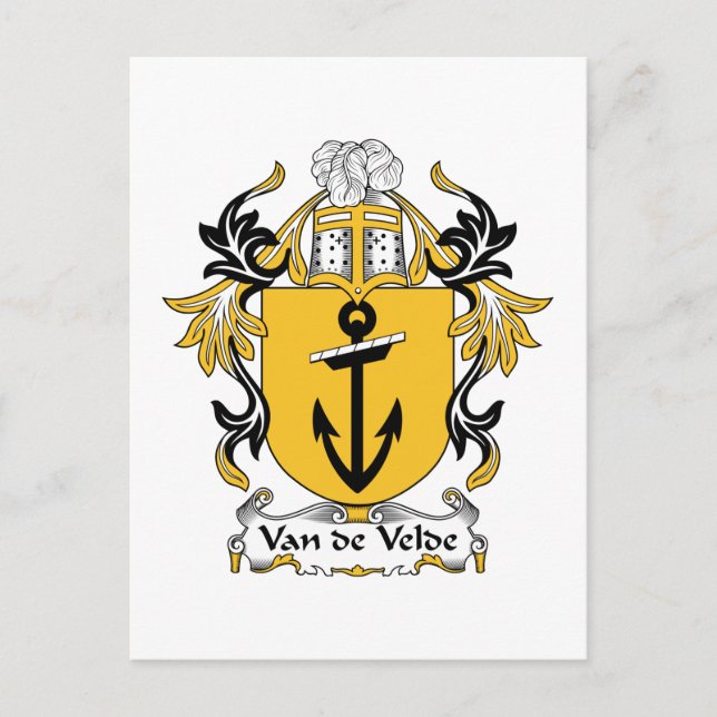 Van de Velde Family Crest Postcard (Front)