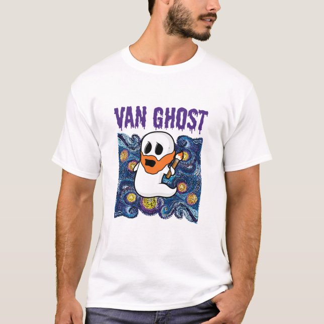 Van Ghost Funny Art Halloween Van Gogh T-Shirt (Front)