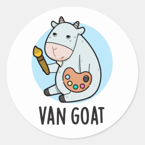 Van Goat Funny Artist Pun Classic Round Sticker