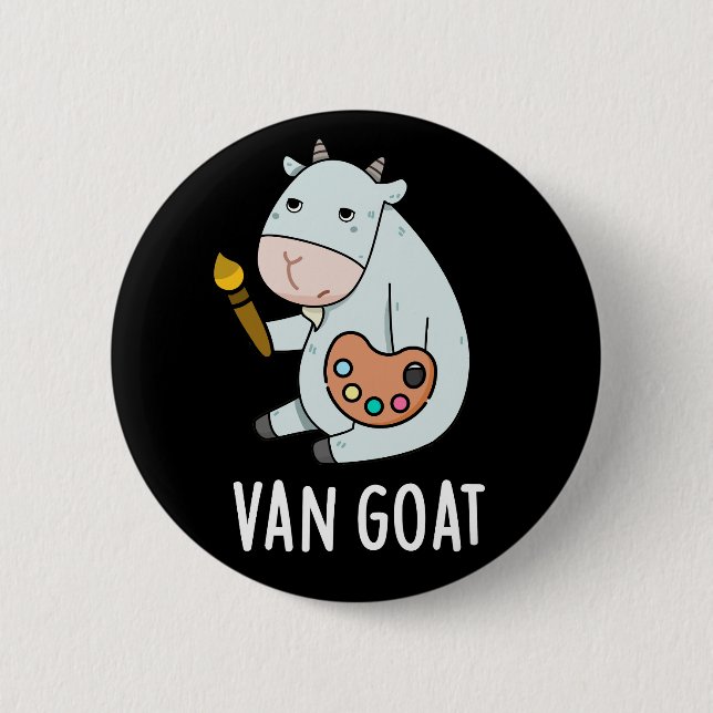 Van Goat Funny Artist Pun Dark BG Button (Front)