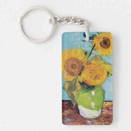 Van Gogh _ 3 Sunflowers in a Vase Keychain