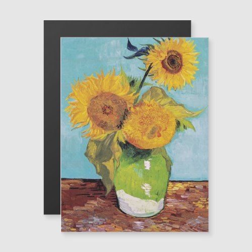 Van Gogh _ 3 Sunflowers in a Vase Magnetic Card