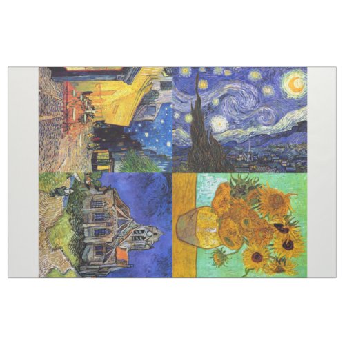 Van Gogh 4_up Starry Night Cafe Sunflowers Church Fabric