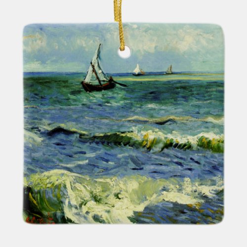 Van Gogh _ A Fishing Boat at Sea Ceramic Ornament