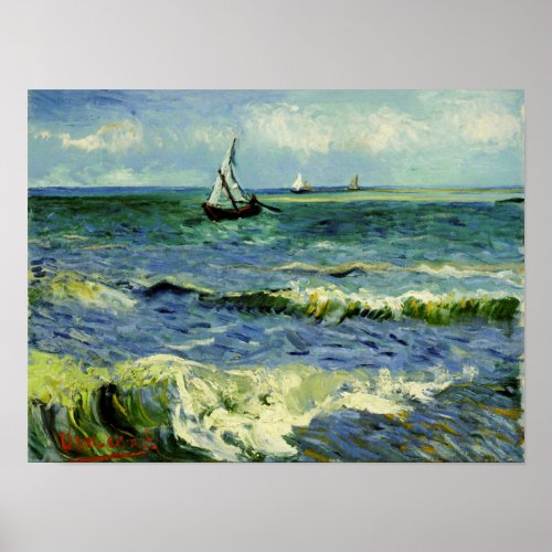Van Gogh _ A Fishing Boat at Sea Poster