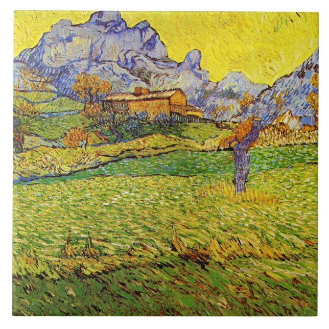 Van Gogh - A Meadow in the Mountain, Ceramic Tile (Front)