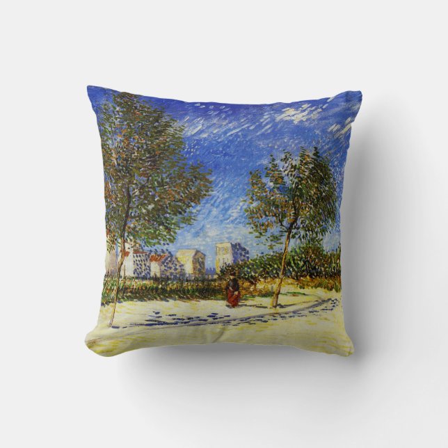 Van Gogh - A Suburb of Paris Throw Pillow (Front)