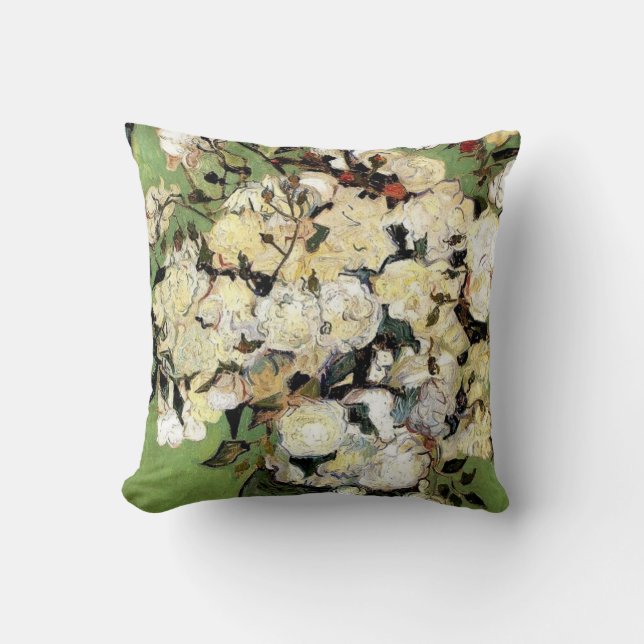 Van Gogh: A Vase of Roses Throw Pillow (Front)