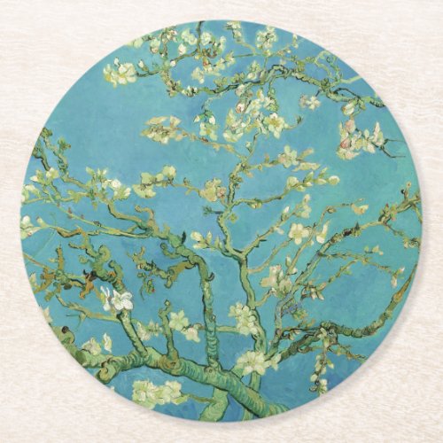 Van Gogh  Almond Blossom  1890 Round Paper Coaster