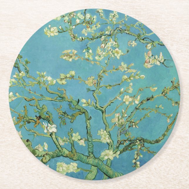 Van Gogh | Almond Blossom | 1890 Round Paper Coaster (Front)
