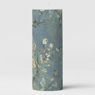 Van Gogh Almond Blossom Art Teal Blue Pillar Candl Candle