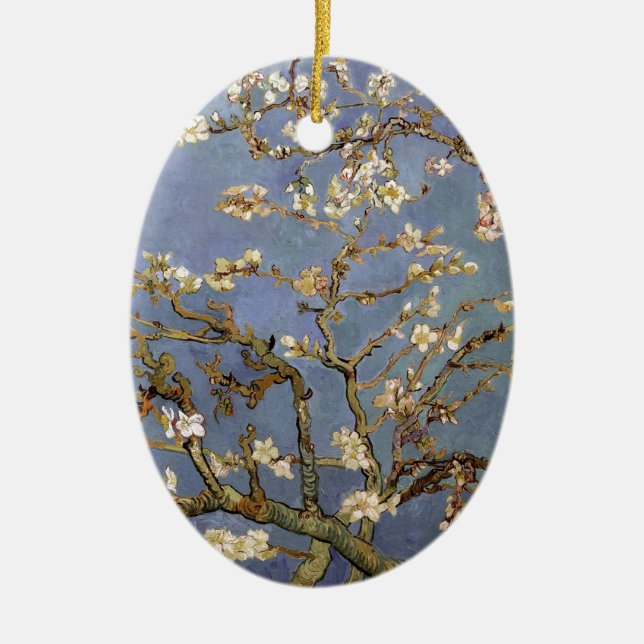 Van Gogh Almond Blossom Ceramic Ornament (Front)
