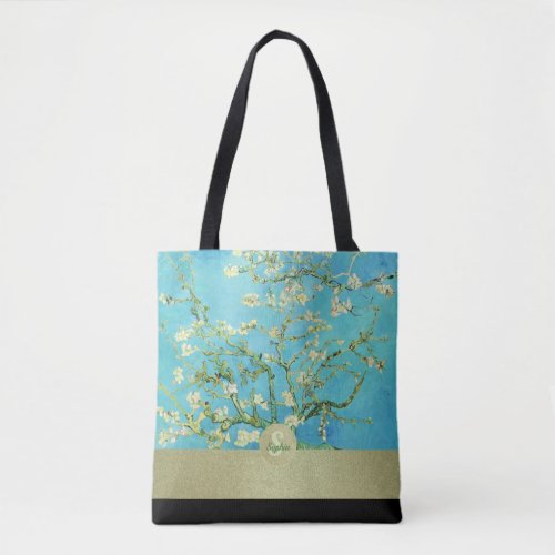 Van Gogh Almond Blossom Gold Black Tote Bag