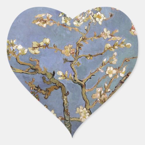 Van Gogh Almond Blossom Heart Sticker