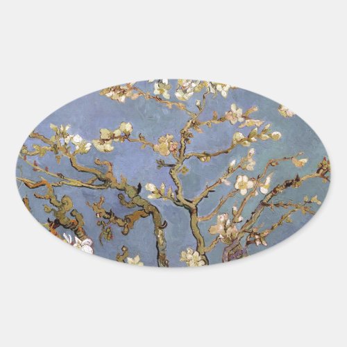 Van Gogh Almond Blossom Oval Sticker
