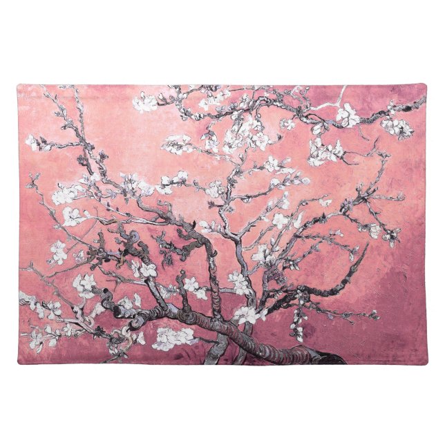 Van Gogh Almond Blossom peach pink Cloth Placemat (Front)