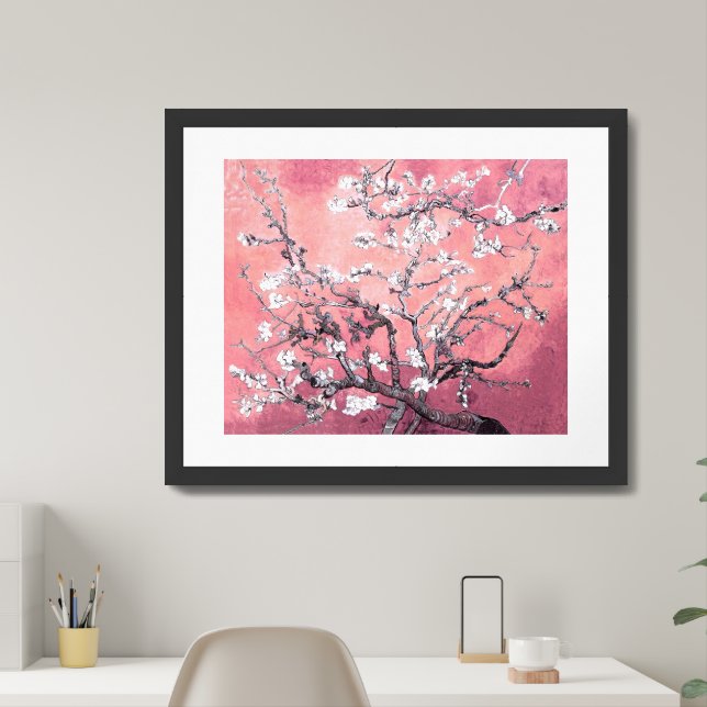 Van Gogh Almond Blossom peach pink Framed Art (Home Office)