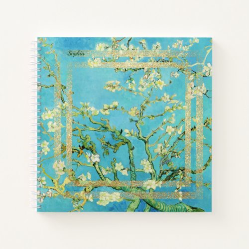 Van Gogh Almond Blossom with Gold Dust Notebook