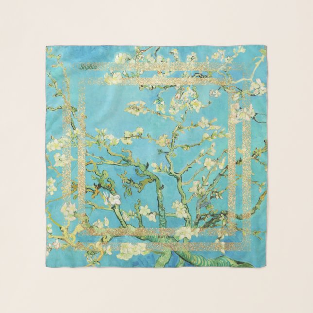 Van Gogh Almond Blossom with Gold Dust Scarf (Front)