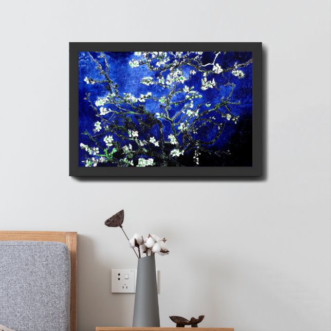 Van Gogh Almond Blossoms blue green Framed Art (Bedside)