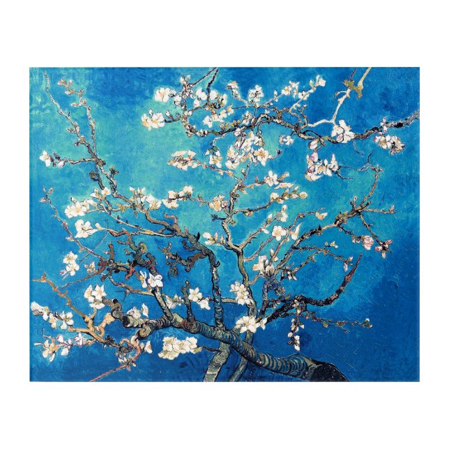 Van Gogh Almond Blossoms bright turquoise Acrylic Print (Front)