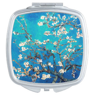 Van Gogh Almond Blossoms bright turquoise Compact Mirror