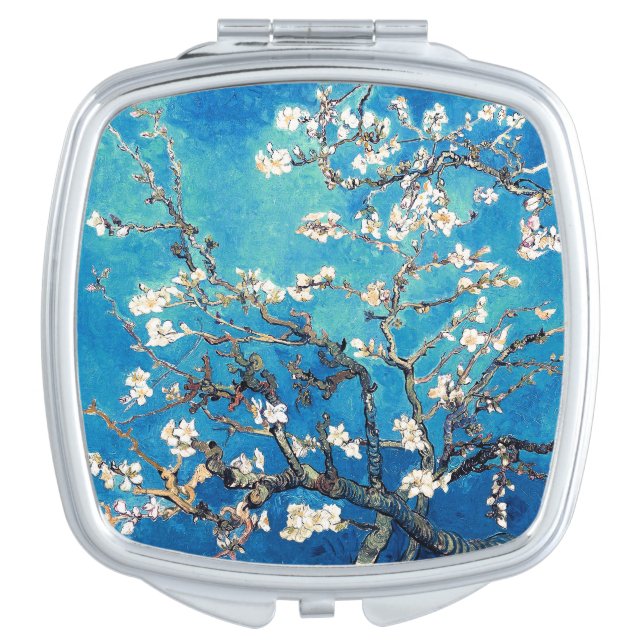 Van Gogh Almond Blossoms bright turquoise Compact Mirror (Front)
