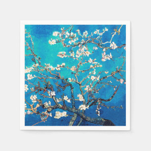 Van Gogh Almond Blossoms Bright Turquoise Napkins