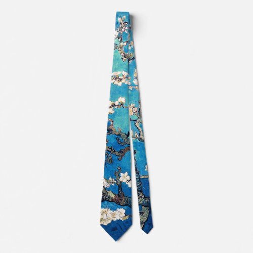 Van Gogh Almond Blossoms bright turquoise Neck Tie