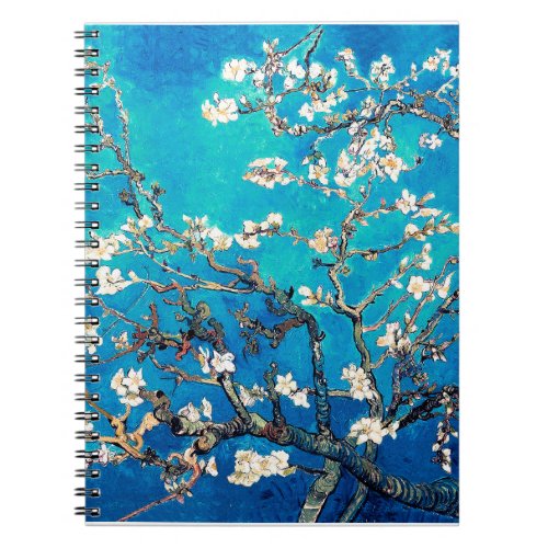 Van Gogh Almond Blossoms bright turquoise Notebook