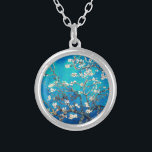Van Gogh Almond Blossoms bright turquoise Silver Plated Necklace<br><div class="desc">Turquoise Almond Blossoms Gifts for Wedding Party, Baby Shower, or Spring Party: Enjoy the essence of timeless elegance with our Almond Blossoms Necklace, inspired by Vincent Van Gogh's iconic artwork. The turquoise background beautifully enhances the delicate blooms, creating an exquisite and sophisticated piece of jewelry for art lovers and those...</div>