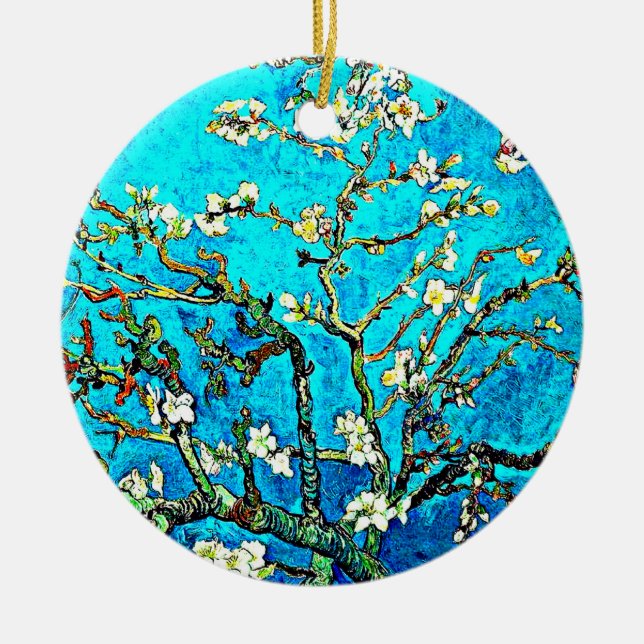 Van Gogh - Almond Blossoms Ceramic Ornament (Front)