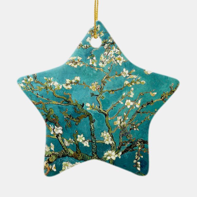 Van Gogh Almond Blossoms Classic Impressionism Ceramic Ornament (Front)