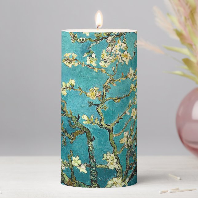 Van Gogh Almond Blossoms Classic Impressionism Pillar Candle (In Situ)