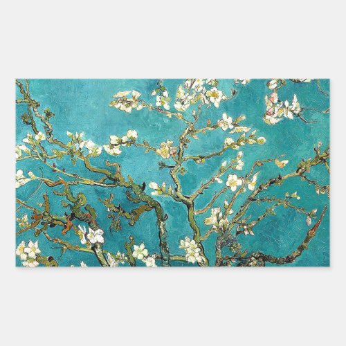 Van Gogh Almond Blossoms Classic Impressionism Rectangular Sticker