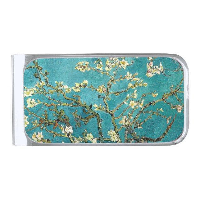 Van Gogh Almond Blossoms Classic Impressionism Silver Finish Money Clip (Front)