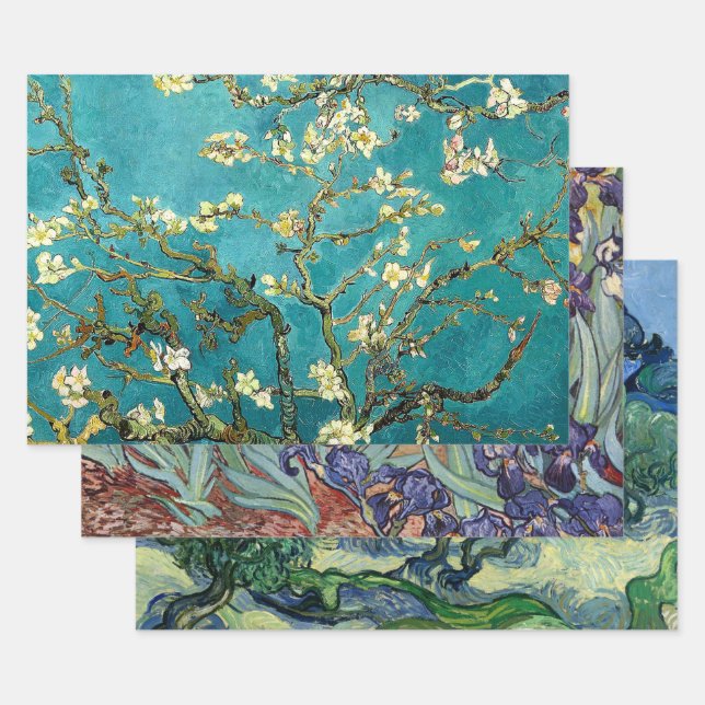 Van Gogh Almond Blossoms Classic Impressionism Wrapping Paper Sheets (Set)