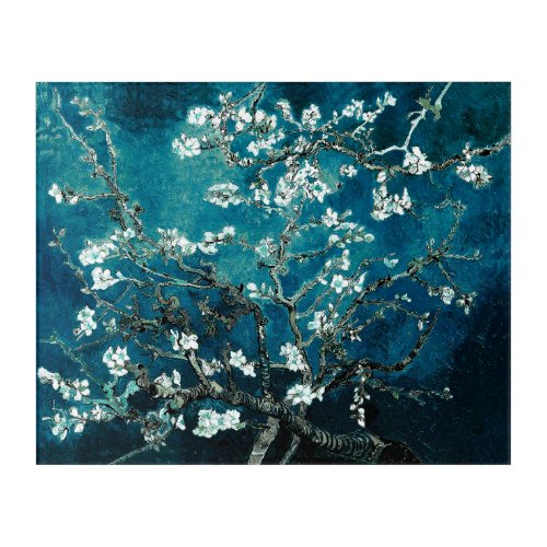 Van Gogh Almond Blossoms Dark Teal Acrylic Print