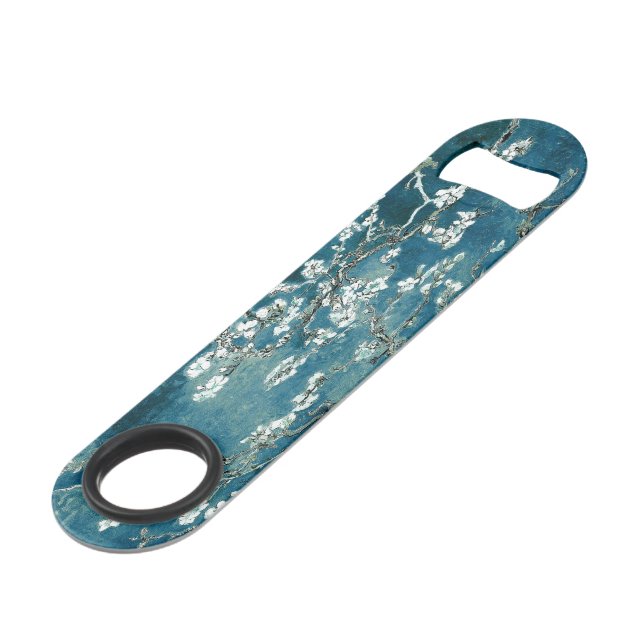 Van Gogh Almond Blossoms : Dark Teal Bar Key (Front Angled)