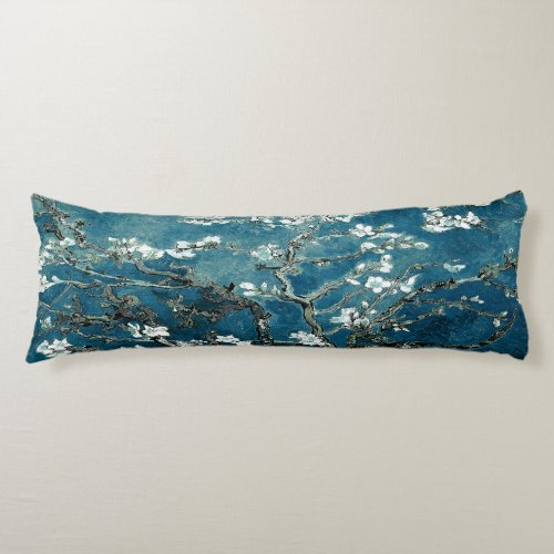 Van Gogh Almond Blossoms  Dark Teal Body Pillow