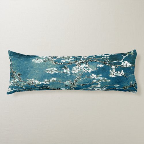 Van Gogh Almond Blossoms Dark Teal Body Pillow
