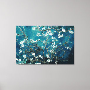 Van Gogh Almond Blossoms Dark Teal Canvas Print