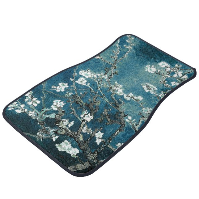 Van Gogh Almond Blossoms Dark Teal Car Floor Mat (Angled)