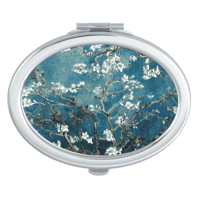 Van Gogh Almond Blossoms : Dark Teal Compact Mirror (Front)