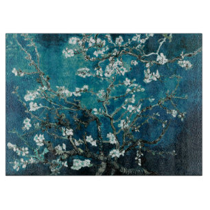 Van Gogh Almond Blossoms : Dark Teal Cutting Board