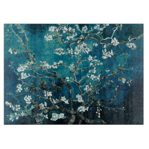 Van Gogh Almond Blossoms  Dark Teal Cutting Board
