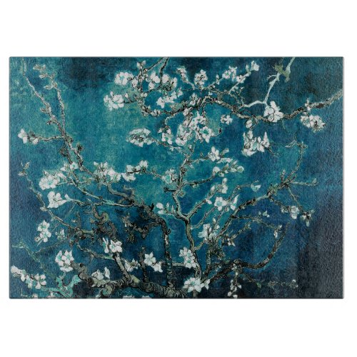 Van Gogh Almond Blossoms Dark Teal Cutting Board